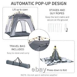 Tente pop-up automatique pour quatre personnes Outsunny, abri dôme de camping et de randonnée, vert