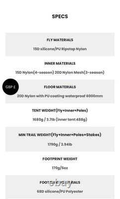 Tente portable ultralégère Taihang 2 de 3F UL Gear en 15D Silnylon pour le camping en plein air