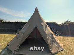 Tente tipi en toile extra large, 5 m de large, 3,5 m de haut, 8 places, imperméable, robuste et résistante


<br/>
	