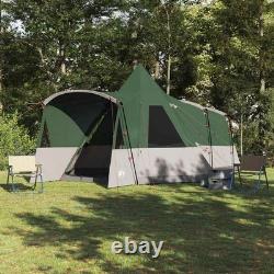 Tente tipi familiale pour 8 personnes, grand abri de camping imperméable gris et orange
