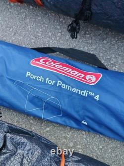 Tente tunnel Coleman Pamandi 4 bleue pour 4 personnes avec sac de transport et auvent