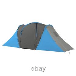 Tente tunnel FOXDEN 6 personnes, imperméable, avec auvent, 2 chambres, fenêtres moustiquaires et aérations