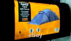 Tente tunnel Halfords pour 6 personnes avec auvent, 2 chambres, grande tente familiale et sac de transport