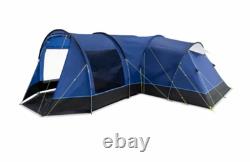 Tente tunnel Kampa Watergate 8 verte pour 8 personnes avec auvent pare-soleil et tapis de sol