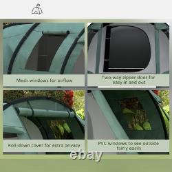 Tente tunnel Outsunny pour 3-4 personnes, tente de camping à deux chambres avec fenêtres, verte