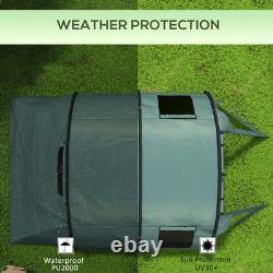 Tente tunnel Outsunny pour 3-4 personnes, tente de camping à deux chambres avec fenêtres, verte