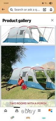 Tente tunnel Outsunny pour 6-8 personnes, tente de camping à deux chambres avec sac de transport, bleue