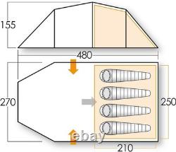 Tente tunnel Vango Venture 450 pour 4 personnes avec grand porche et espace de vie