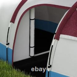 Tente tunnel de camping pour 2 personnes avec chambre, séjour et auvent, rouge