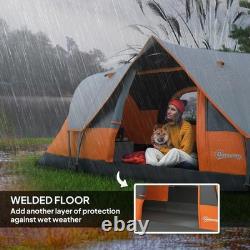 Tente tunnel de camping spacieuse pour 5 à 6 personnes, abri imperméable avec protection UV