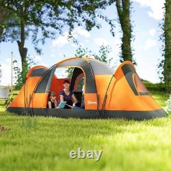 Tente tunnel de camping spacieuse pour 5 à 6 personnes, abri imperméable avec protection UV