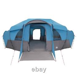 Tente tunnel familiale 10 personnes imperméable abri de camping bleu grand extérieur