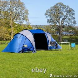 Tente tunnel familiale de camping 6 personnes avec espace de vie et chambres occultantes, imperméabilité 3 000 mm