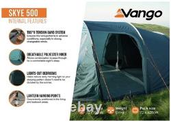 Tente tunnel familiale imperméable Vango Skye 500 pour 5 personnes, verte