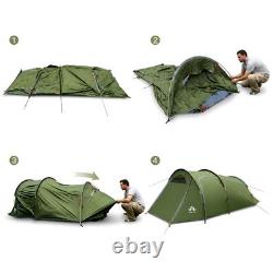 Tente tunnel familiale imperméable pour 4 personnes, tente de camping 3 saisons pour festival