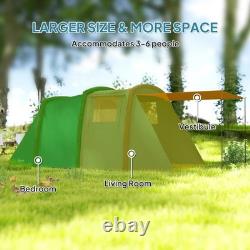 Tente tunnel gonflable 3-4 personnes avec pompe à air, espace de vie et vestibule pour le camping