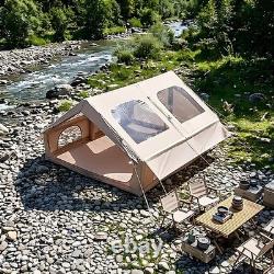 Tente tunnel gonflable pour 4 à 6 personnes avec pompe, installation facile, tente de glamping gonflable chaude
