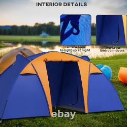 Tente tunnel grande capacité 4-6 personnes, 2000 mm imperméable, portable avec sac et 2 chambres