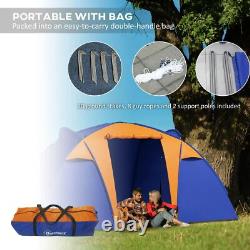 Tente tunnel grande capacité 4-6 personnes, 2000 mm imperméable, portable avec sac et 2 chambres