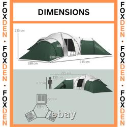 Tente tunnel grande pour 6-9 personnes avec trois chambres et salon pour le camping et la randonnée