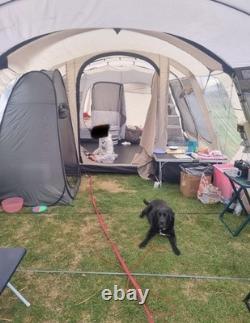 Tente tunnel, grande véranda, tente familiale gris/beige avec de nombreux accessoires