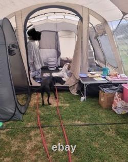 Tente tunnel, grande véranda, tente familiale gris/beige avec de nombreux accessoires