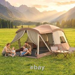 Tente tunnel imperméable pour camping pour 4 personnes, marron