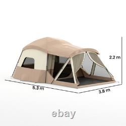 Tente tunnel imperméable pour camping pour 4 personnes, marron