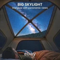 Tente tunnel imperméable pour camping pour 4 personnes, marron