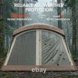 Tente tunnel imperméable pour camping pour 4 personnes, marron