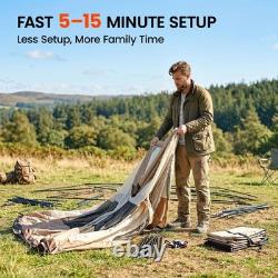 Tente tunnel imperméable pour camping pour 4 personnes, marron