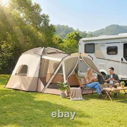 Tente tunnel imperméable pour camping pour 4 personnes, marron