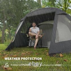 Tente tunnel noire 3-4 places avec aérations, sac de transport, festival, arceaux en fibre de verre FOXDEN