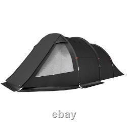 Tente tunnel noire pour 3 à 4 personnes avec aérations, sac de transport, festival, arceaux en fibre de verre FOXDEN