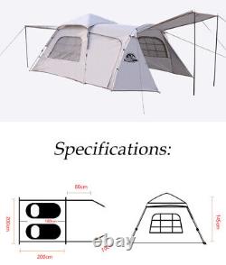 Tente tunnel pliante portable extérieure pour pique-nique et camping avec grande taille automatique