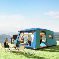 Tente tunnel portable de camping extérieur pour 5 personnes, 2 couches, avec 2 chambres et espace de vie