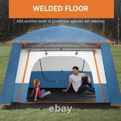 Tente tunnel portable de camping extérieur pour 5 personnes, 2 couches, avec 2 chambres et espace de vie