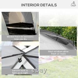 Tente tunnel pour quatre personnes avec deux chambres et salon, abri de plage sportif