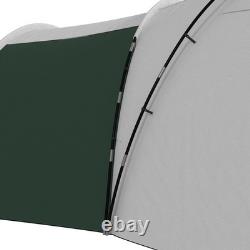 Tente tunnel spacieuse Outsunny avec 3 chambres, un espace de vie et un porche, verte