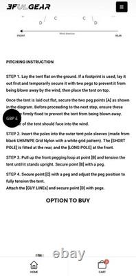 Tente ultralight Taihang 2 3F UL Gear 15D Silnylon (comprend des double poteaux)