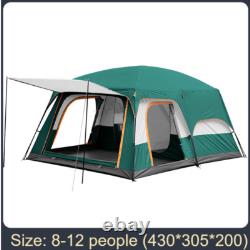 Tentes de camping pour grandes familles avec 3 portes et 2 chambres, pour 8 à 12 personnes, vertes
