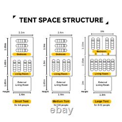 Tentes de luxe pour camping, grande tente familiale avec chambres pour 4-12 personnes, imperméable, NOUVEAU