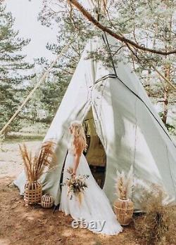 Tipi 5m, tente Cheyenne de 16 pieds, 100 % matériau naturel, pyramide