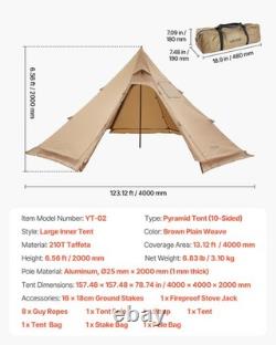 Tipi de camping VEVOR avec cheminée, tente chaude, imperméable et portable pour 4 personnes.