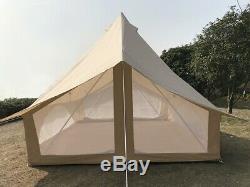 Toile De Coton Imperméable Safari De Bell Tente Pour La Famille Camping Avec Deux Portes Mesh