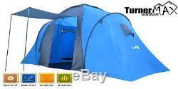 Turnermax Outdoor 4/6 Person Two Grande Chambre À Coucher Camping Familial Randonnée Nouvelle Tente