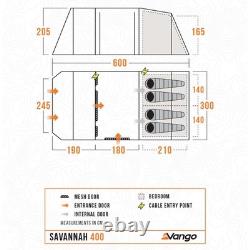 Vango Savannah 400 Tente à Poteaux Inclus. Tapis de Sol Camping Familial