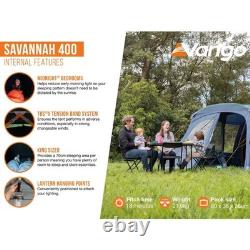 Vango Savannah 400 Tente à Poteaux Inclus. Tapis de Sol Camping Familial