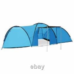Vidaxl Camping Igloo Tente 650x240x190 CM 8 Personne Bleu