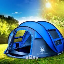 Voyager Randonnée Tente De Camping 3-4 Personne Famille Immédiate Pop Up Tente Vert / Bleu